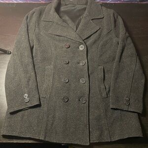 Women's Gray Pea Coat with Metal Naval Buttons size M